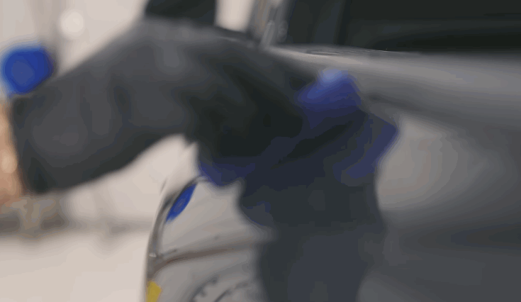 ceramic coating application on a door