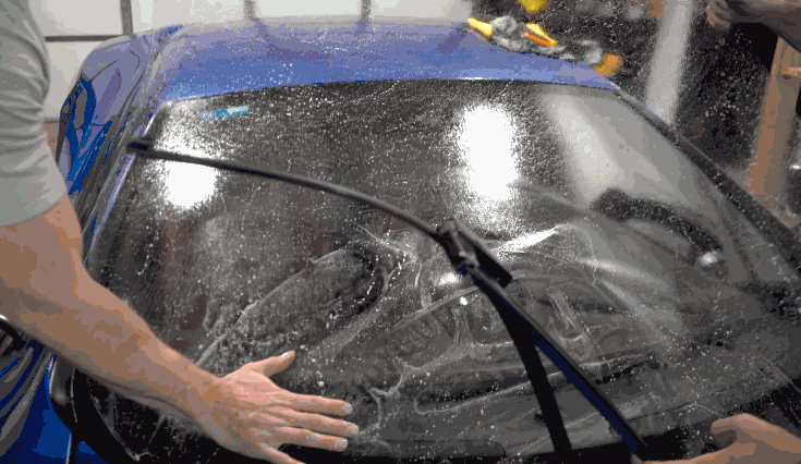 fitting windshield protective film