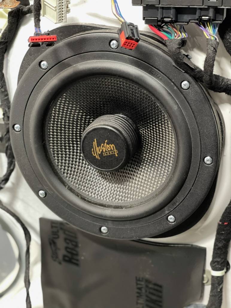 Interior auto detailing treatment to Illusion Audio Carbon C8-W speaker from Carisma Customs